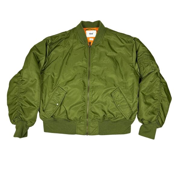 Aritzia TNA Womens Size L Down Tahoe Bomber Jacket Green - Picture 1 of 12